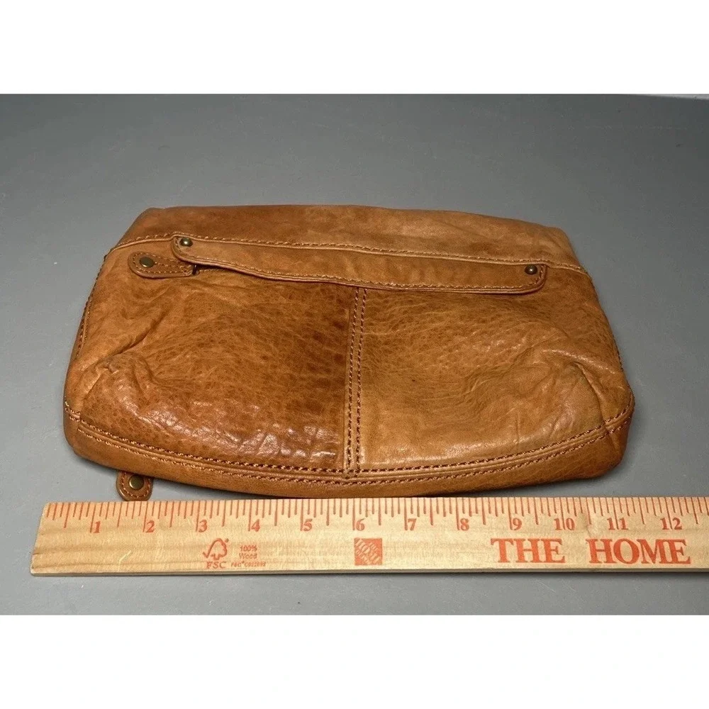 Gap Tan Leather Fold over Clutch Purse Y2K
